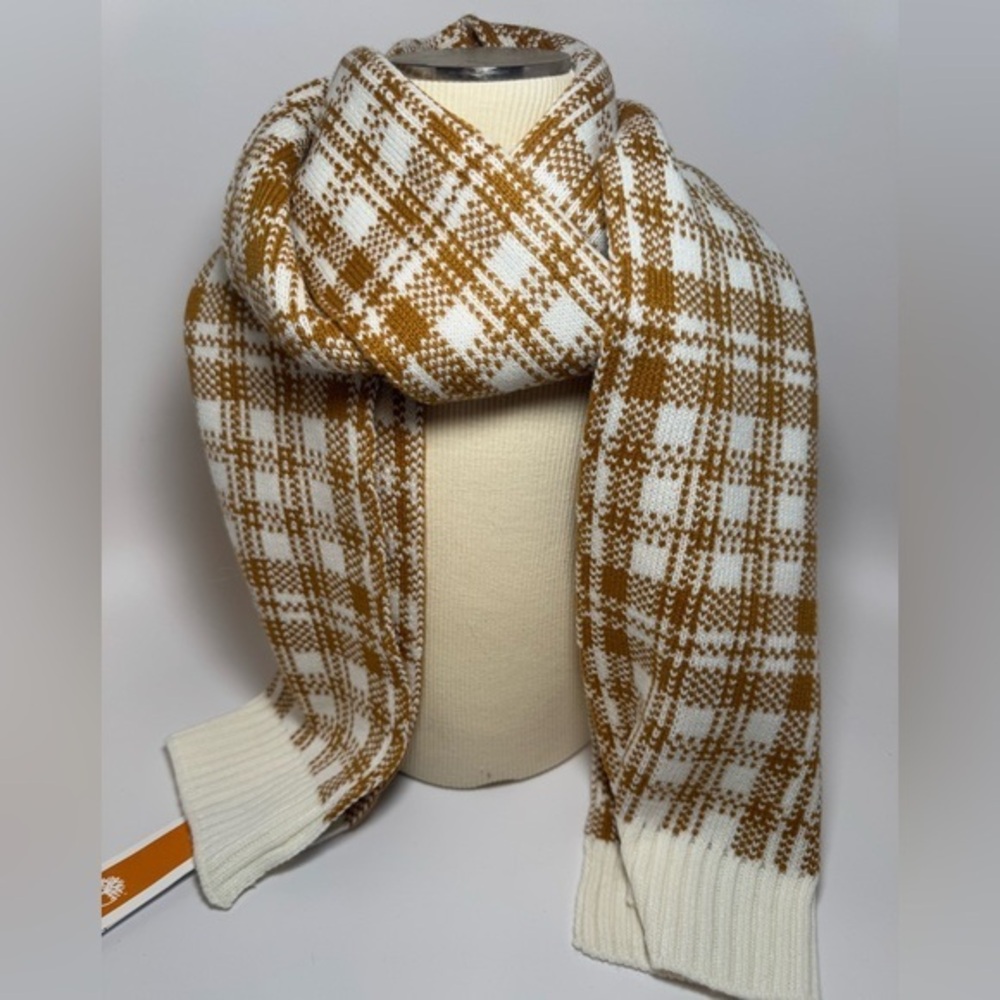 Timberland Reversible Plaid Scarf Orange & White NWT Winter Accessories